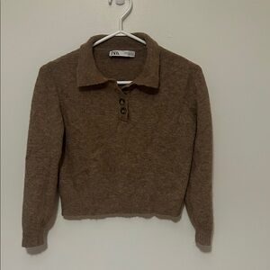 Zara Brown Soft Crop Sweater